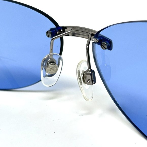 Vintage Chanel Sunglasses rimless 4037 168/ 72 Blue  Iridium Temples 59 [] 15 - Picture 12 of 14
